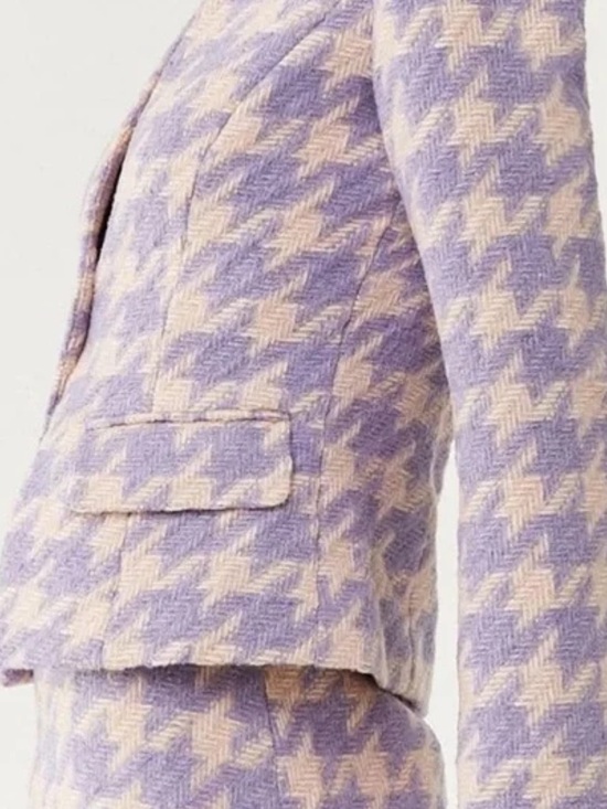 Forever 21 Lavender and Cream Houndstooth Blazer Size S - Picture 3 of 12